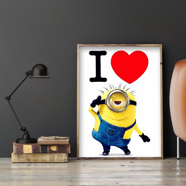 Cuadros Decorativos Kit de pintura de diamantes Minions Cuadro de pared de diamantes de imitación redondo completo Tmvgtek embutido en tela