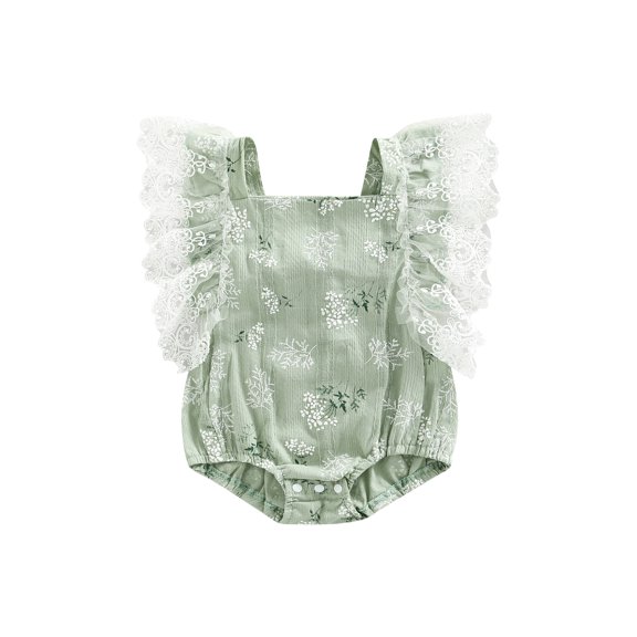 Gureui Toddler Infant Baby Girls Summer Romper,Casual Lace Flying Sleeve One-piece Floral Playsuit