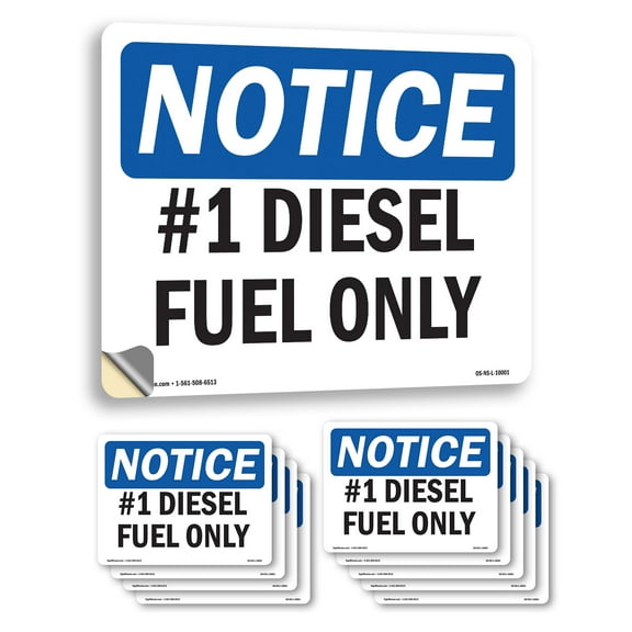 #1 Diesel Fuel Only OSHA Notice Vinyl Decal Label 14 Inch x 10 Inch - 10 Pack