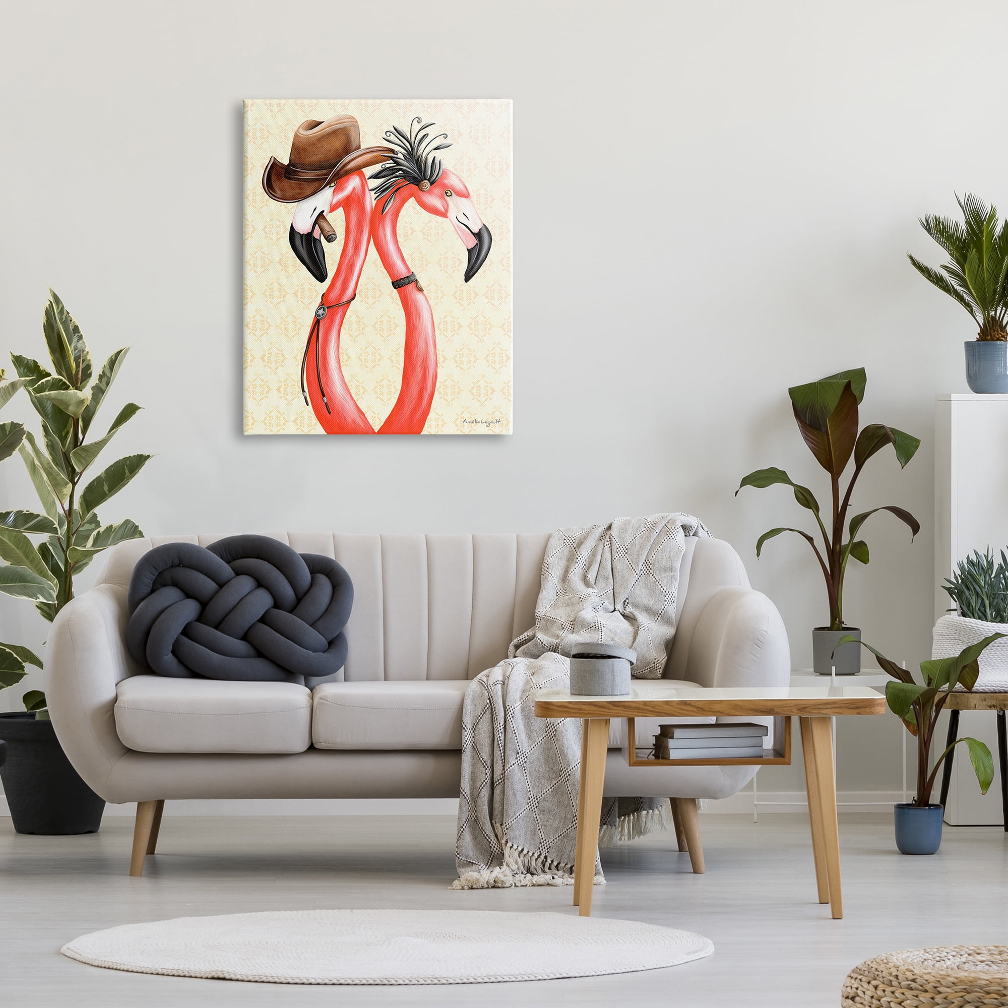 Stupell Industries Vintage Flamingos Cowboy Hat Antique Fashion Outfit Graphic Art Gallery Wrapped Canvas Print Wall Art, Design by Amelie Legault