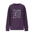 thumbnail image 5 of Mceream Valentines Chandails en Molleton pour Femmes Mode Décontractée Imprimé Cœur Graphique Manches Longues Chemises Col Rond Surdimensionné Chandail Tops Grande Taille Violet P, 5 of 5