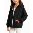 thumbnail image 7 of NAISIBABY Girl Zip-Up Hoodie Size 12-14, Solid Thicken Jackets Coat Hooded Sweatshirts Fashion Kids Clothes Black, 7 of 7