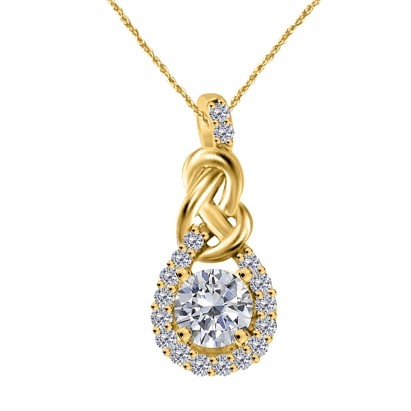 Mauli Jewels Necklace Women 0.36 Carat 10K Diamond Love Knot Pendant With 18'' Box Chain 10K Diamond Love Knot Pendant With 18'' Chain In Solid Gold|Silver Chain