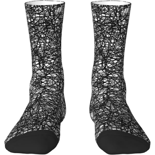 SEVEBJ Womens Crew Socks Black Ink Scribbles Colorful Lightweight Mens Athletic Socks 2 Black-2