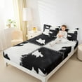 thumbnail image 4 of Homewish Patchwork Cow Hide Twin Sheet Sets,Country Farmhouse Lodeg Twin Fitted Sheet,White Black Flat Sheet For Adults,Microfiber Bedroom Decor,3pcs, 4 of 7