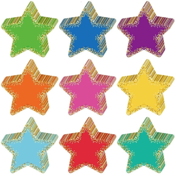 108Pcs Colorful Star Cutouts 5.5Inch Star Confetti Cutouts for Bulletin Board Classroom Wall Birthday Wedding Decoration