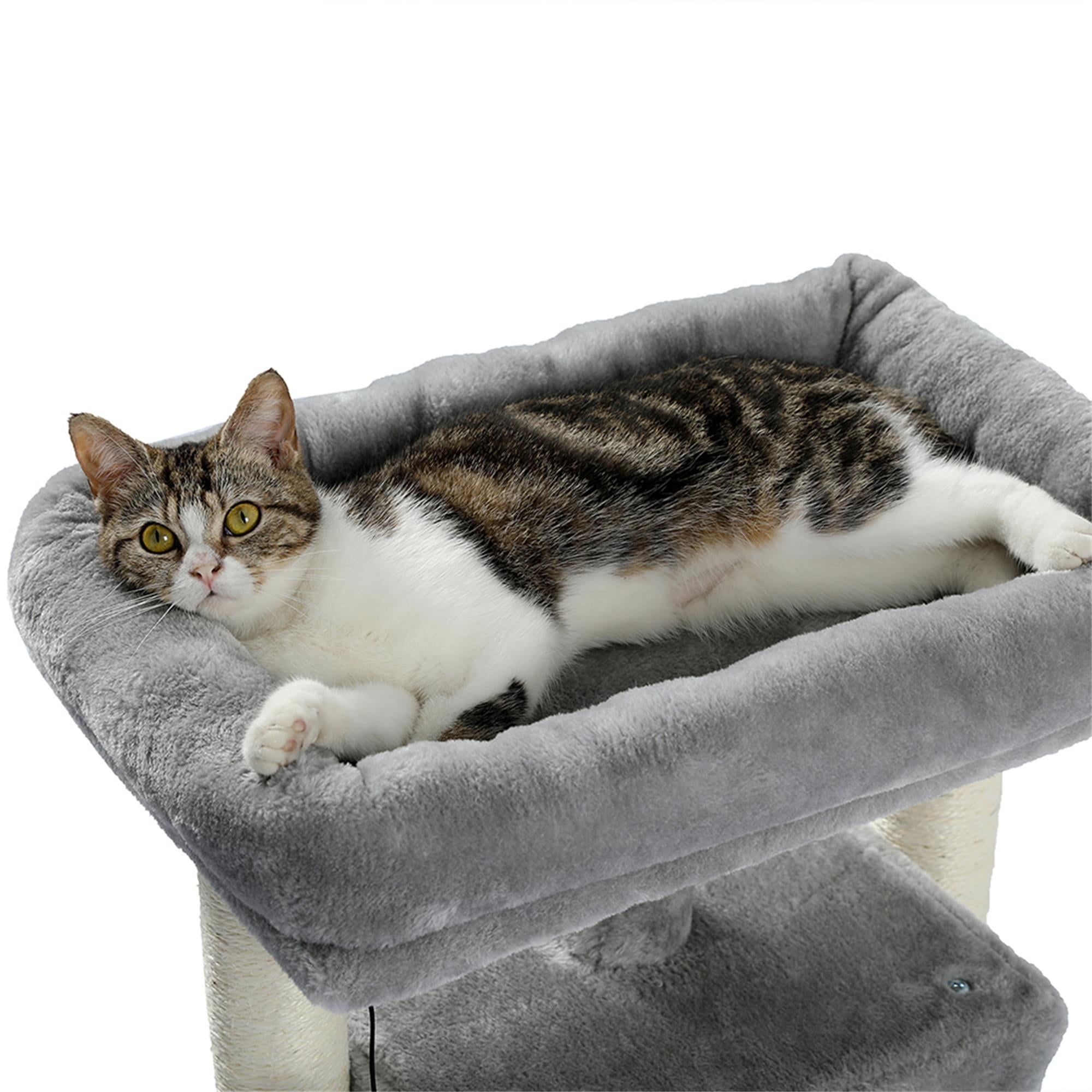 Kadyn 28" Multi-Level Cat Tree Tower Cat Condo with Scratching Posts, Jump Platform Top Perch and Dangling Ball, Gray Kadyn 28" Multi-Level Cat Tree Tower Cat Condo with Scratching Posts, Jump Platform Top Perch and Dangling Ball, Gray
