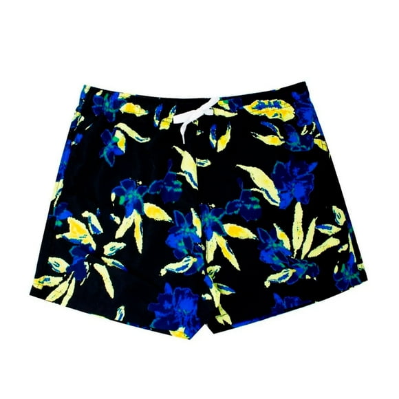 Traje de baño para caballero Forte Underwear  Modelo Copacabana, Estilo short corto, Estampado negro con amarillo