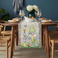 thumbnail image 2 of Easter Table Runner - 72 Inch Long, Kitchen Dining Table Runner Dresser Scarves, Rustic Gnomes Duck Floral Colorful Eggs Wooden Grain Farmhouse Decor for Coffee Tables Wedding Party Banquet, 2 of 8