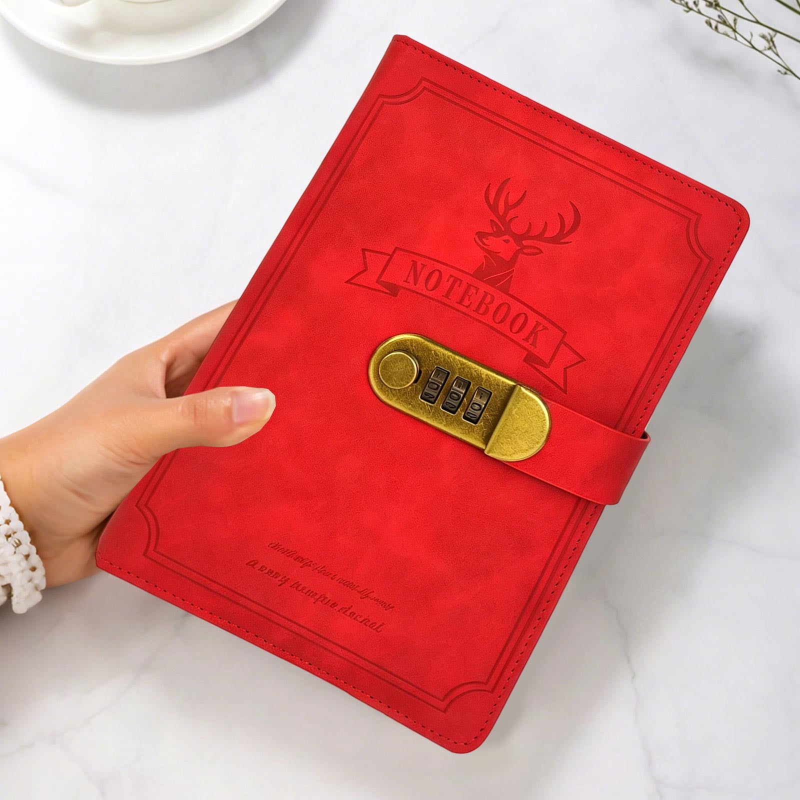 Lock Diary, Vintage Lock Journal, Refillable Personal Locking Diary, for Daily Writing and Recording Privacy Protection Red