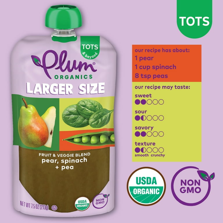 Plum Organics Tots Beyond Organic Toddler Food, Pear, Spinach