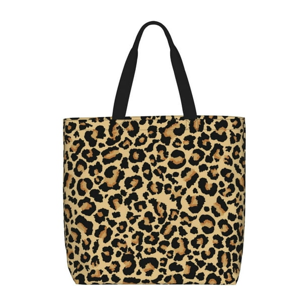 Fotbe Leopard Print Bolsa Tote con Estampado para Mujer, Bolsos con Cremallera, Bolsa de Hombro Casual de Gran Capacidad con Bolsillos Internos