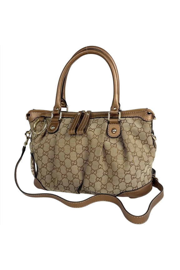 Pre-Owned Gucci GG Pattern Sukey Handbag, Interlocking G 2-Way Shoulder Bag/Handbag, Canvas,...