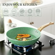 Innerwell 8 Piece Green Nonstick Kitchen Cookware Sets Induction Compatible for Cooking