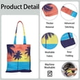 thumbnail image 5 of Reusable Canvas Tote Bag – Tropical Palm Tree Sunset Print – Vibrant Neon Aesthetic Beach Bag – Hawaiian Ocean Sunset Eco Tote – Boho Minimalist Summer Bag for Women, 5 of 7