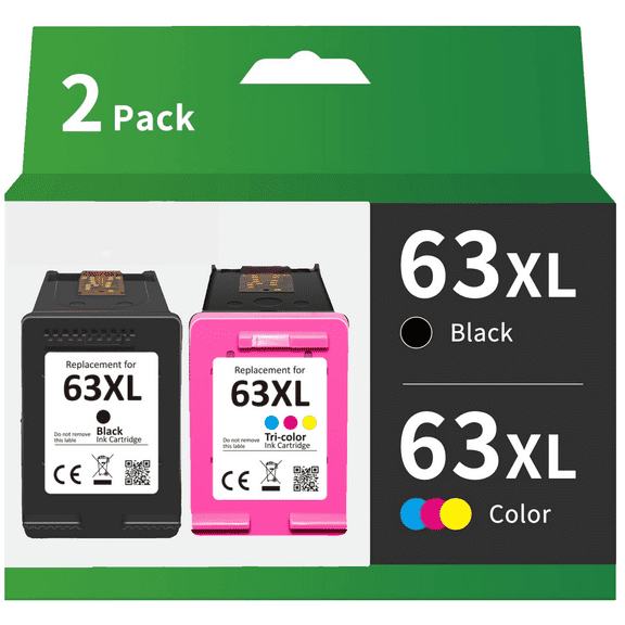 Compatible 63XL 63 XL High Yield Ink Cartridge Replacement for HP OfficeJet 3830 4650 5200 5255 Envy 4520 4512 4513 Deskjet 1110 1112 2130 Printer