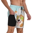 thumbnail image 2 of Logiee Corgi With Towel Ans Slice Cucumber Print Men's Swim Trunk,Quick Dry Board Shorts ,Men's Swim Trunks with Compression Liner, Bathing Suits with Pockets-Large, 2 of 6