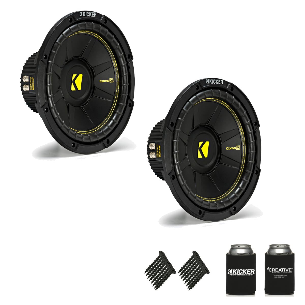 KICKER 44CWCD104 CompC 10 1000w Dual 4-Ohm Car Audio Subwoofers Subs CWCD104 2 