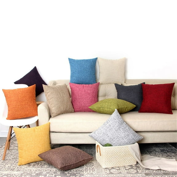 2-Pack Cotton Linen Decorative Throw Pillow Case Cushion Cover 18''x18'' Pillowcase Pillow Protector Slip Cases Sham for Car Couch Sofa Home