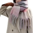 thumbnail image 2 of Women Woven Knitted Scarf With Colourful Check Pattern And Long Thick Fringes Warm Winter, 2 of 4