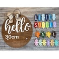 thumbnail image 4 of Letrero de bienvenida de temporada Bidobibo, intercambiable, "Bienvenido a nuestro hogar", corona redonda de madera con decoración para exteriores para primavera, verano, otoño e invierno, adornos, 4 of 6