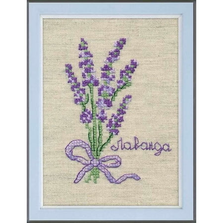 UPC: 4680021530692 | Counted Cross Stitch Kit Lavander 1185 Needlework By Oven Flowers Purple Green Small Easy