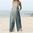 thumbnail image 2 of Gibobby Mono Corto Informal Monos de mujer Verano Casual Suelto Sin mangas Patchwork Doble bolsillos Mono Estampado floral Boho Pierna ancha Babero en general(Gris， M), 2 of 5