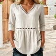 thumbnail image 2 of Tfken Women Tshirts Summer Short Sleeve V-Neck Tops Tees Loose Casual T-Shirts Ladies Soft Clothes Outerwear Size Xxl White, 2 of 4