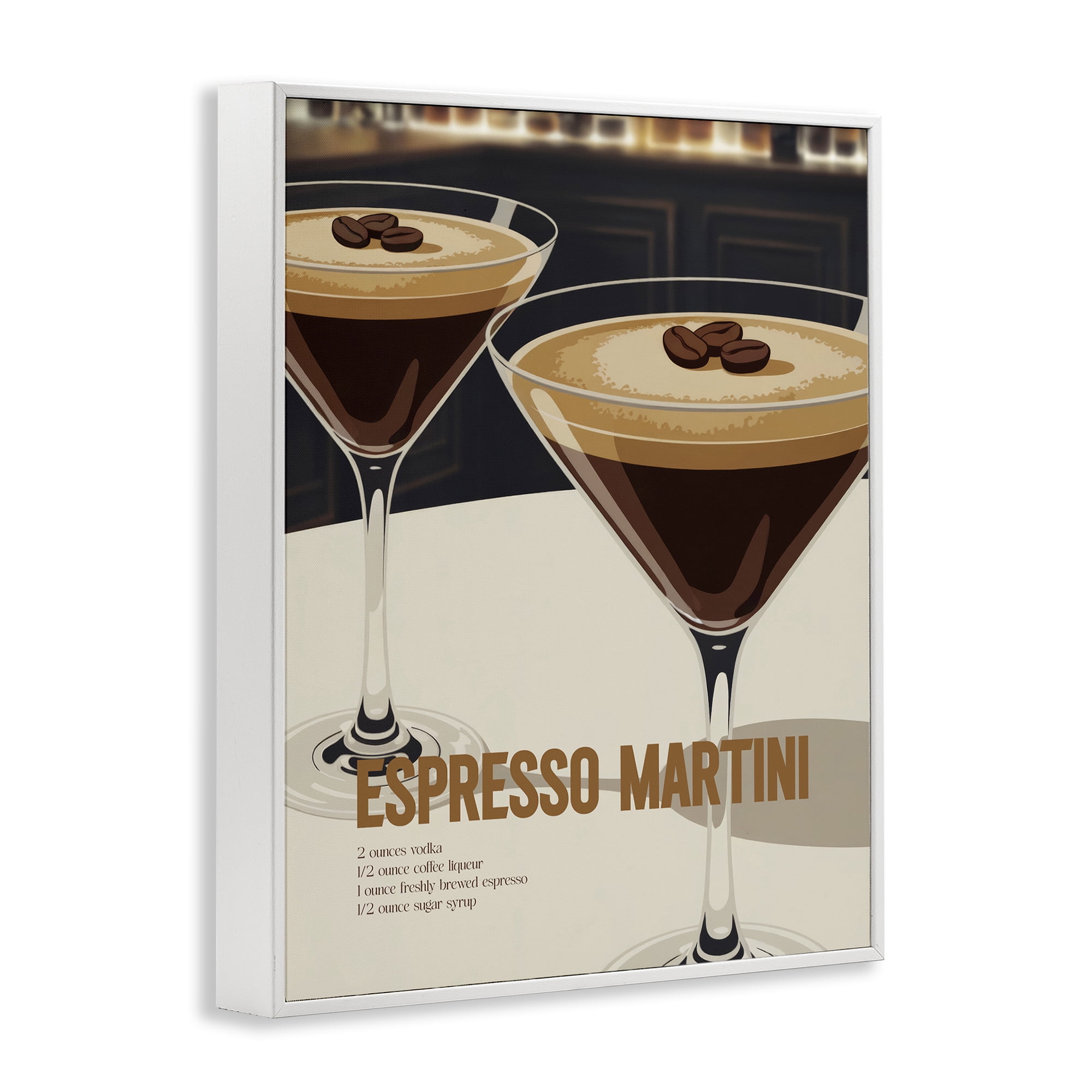 Stupell Industries Sleek Modern Espresso Martini White Framed Giclee Art, design by Andreas Magnusson