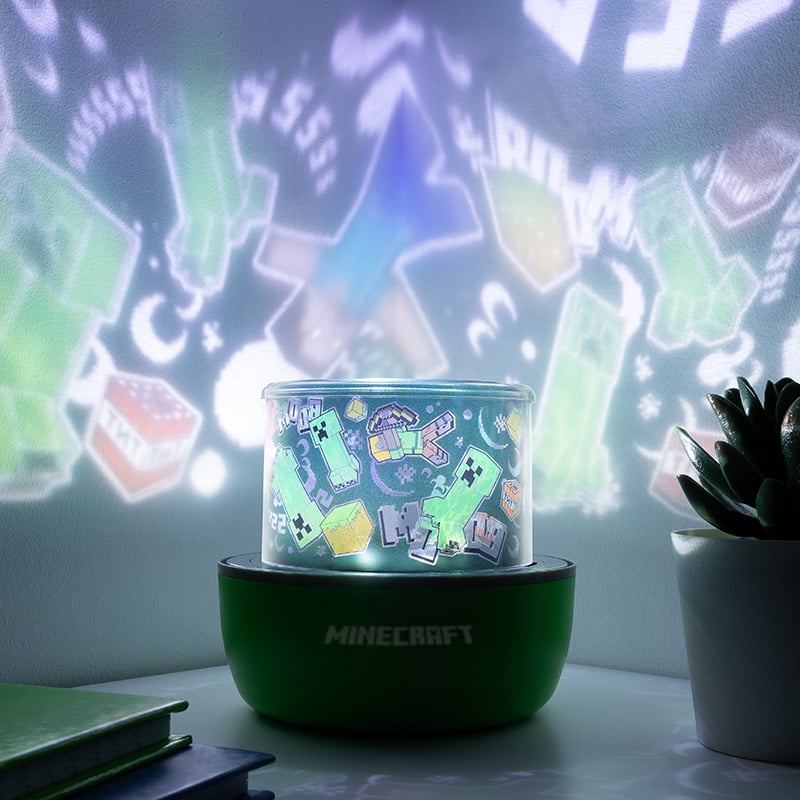 Minecraft Projection Light - Officially Licensed Interchangeable Scenes, Color Phasing Modes, Creeper Night Light & Decoration for Walls & Ceiling, Gift for Gamers | Paladone