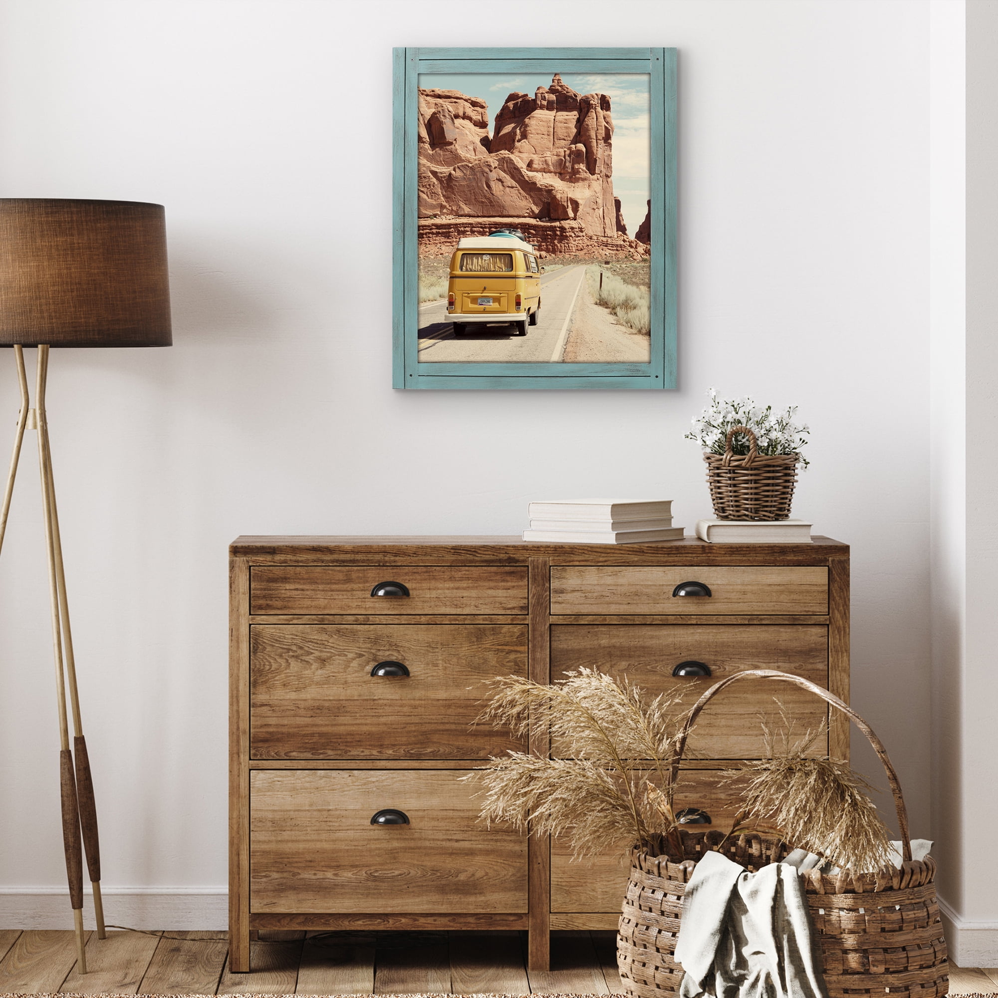 Americanflat 16x20 Picture Frame with Polished Plexiglass Hampton Collection Distressed Frames Vertical - Blue