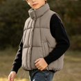 thumbnail image 4 of vokkrv Kids Waistcoat Sleeveless Zip Vest Jacket, Mid Size Children Warm Outerwear, Wind Resistant Casual Layering Coat for Boys Girls Winter Daily Wear Khaki 9-10 Years, 4 of 7