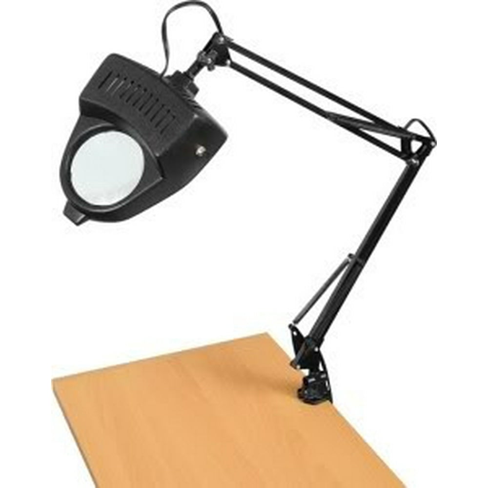 Clamp On Table Swing Arm Lighted Magnifier Magnifying Hobby Desk Work