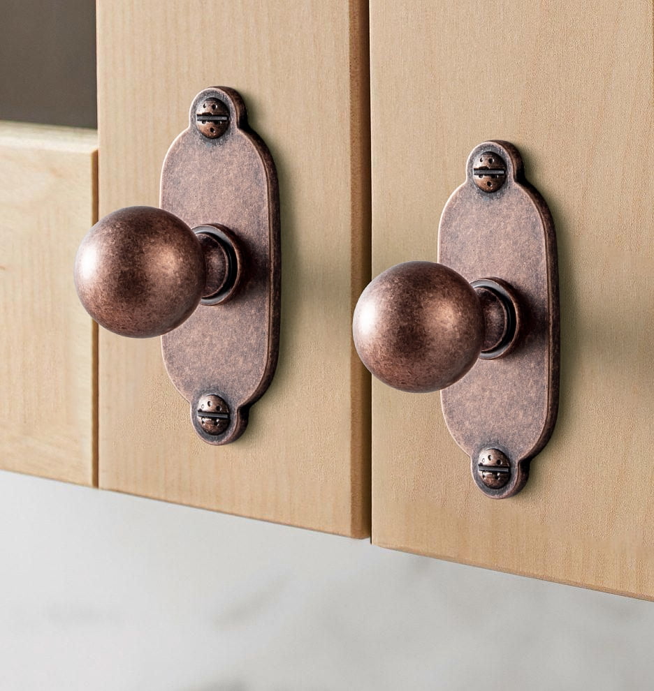 Goo-Ki 6 Pack Antique Copper Cabinet Knobs with Backplate for Drawer Cupboard, 0.94" Dia Drawer Knob Handle Zinc Alloy Hardware