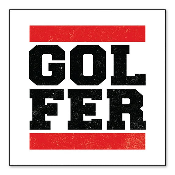 DistinctInk Custom Bumper Sticker - 4" x 4" Decorative Decal - White Background - Golfer Word Art