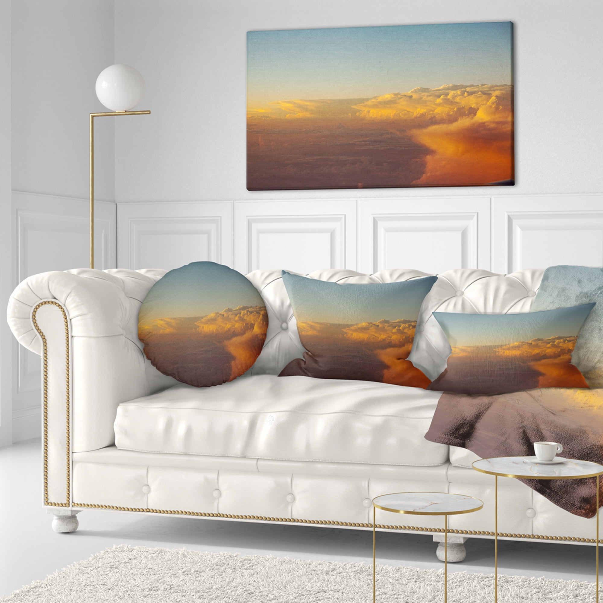 Designart 12" x 20" Blue Polyester Throw Pillow