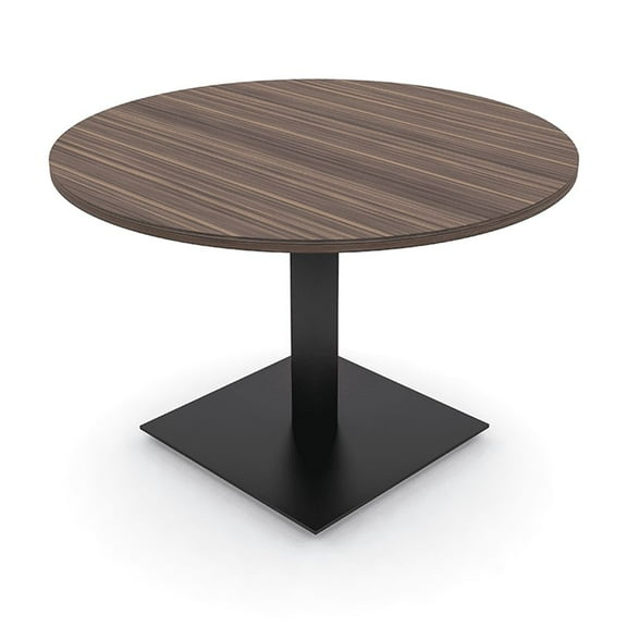 42" Small Round 4 Person Conference Room Table With Square Black Base