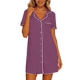 thumbnail image 2 of Avirosel Women's Button Down Sleepshirt Short Sleeve Nightgown V Neck Nightshirt Pajamas Soft Casual Nightdress for Loungewear, 2 of 7