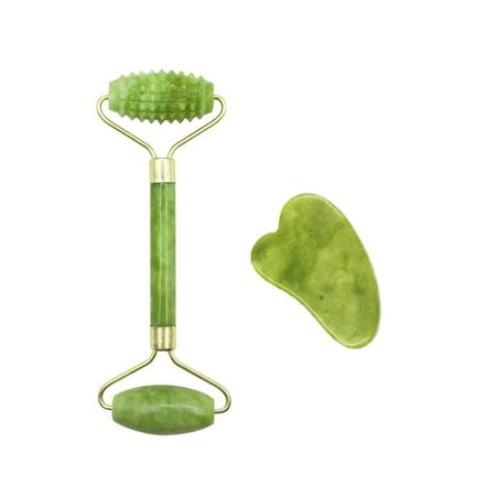 Walmeck Roller & Scraping Board Stone Set Massage Tools for Facial Skin Care -Face Eye Neck Beauty Roller Facial Massager