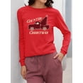 thumbnail image 2 of Country Christmas Plaid Truck Women's Long Sleeve, 2 of 4