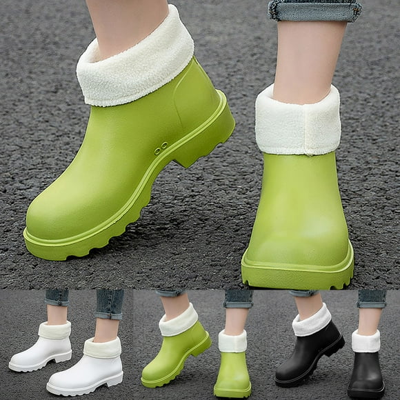 Women's Rain Boots Korean Edition Slip Durable Detachable Eva Light Sole Waterproof Rainboots Rubber Boots Women White 38