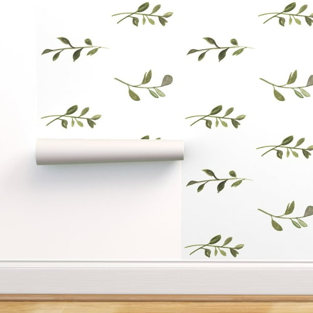 Peel & Stick Wallpaper Swatch - Vines White Gender Neutral Watercolor