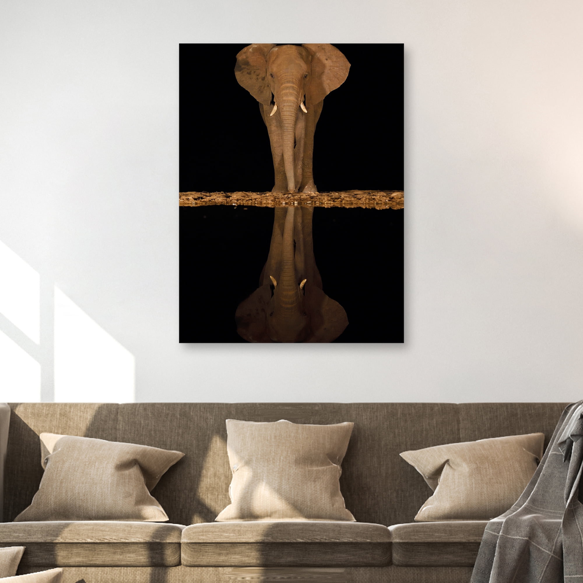 Lakeside Elephant by Staffan Widstrand Canvas Art Print