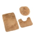 thumbnail image 1 of Yuarrent Alfombra de baño de felpa suave, 3 pack/lote, para suelo de baldosas, inodoro de secado rápido inodoro y ecológico Juegos de accesorios de baño bronceado suave, 1 of 6