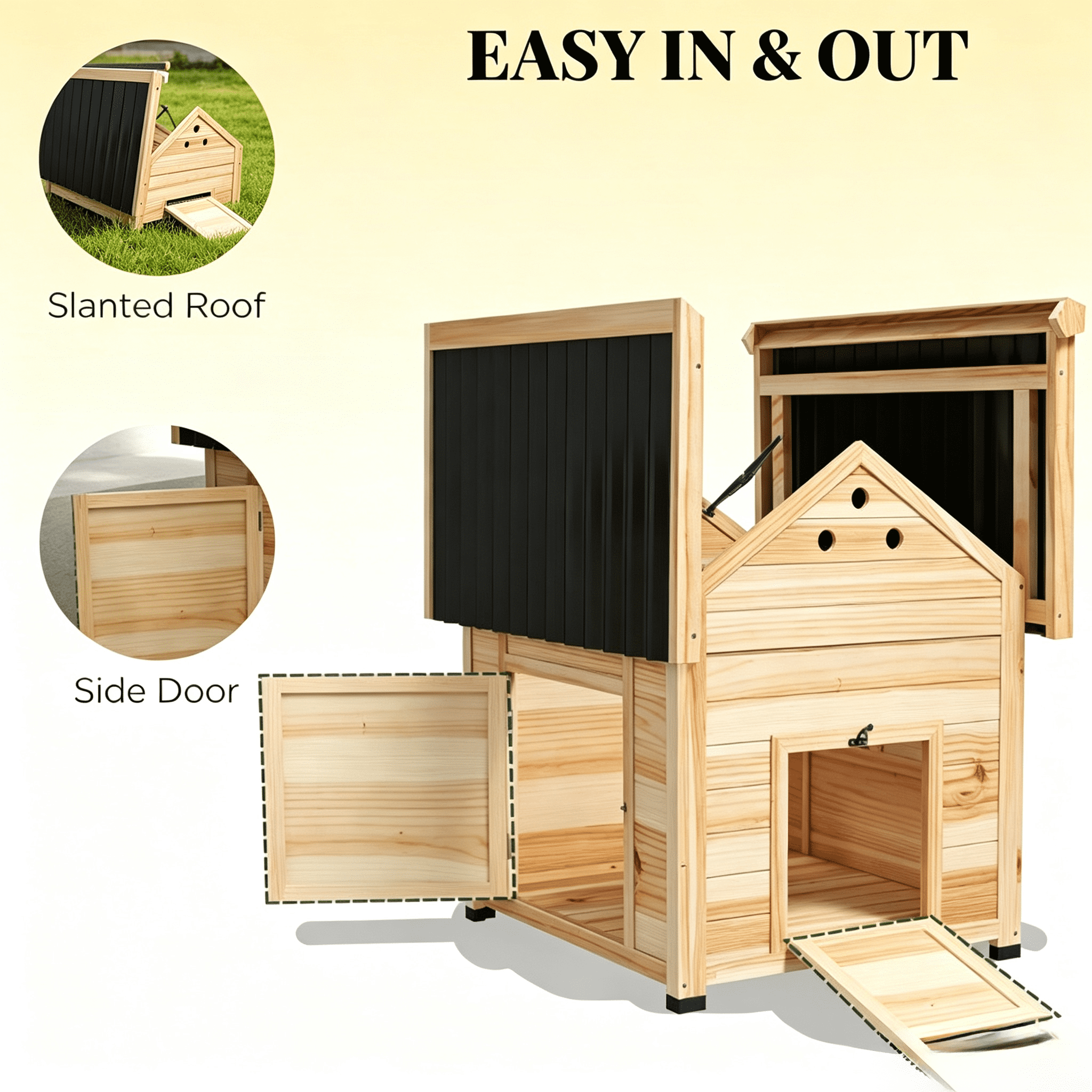 Pet Coop, Wooden House with Openable Roof
