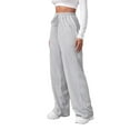 thumbnail image 3 of Solid Wide Leg Light Grey Womens Sweatpants (Women's), 3 of 4