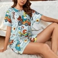 thumbnail image 6 of Bixox Women's Cartoon Car Racing Printed Pajama Set 2 Piece Lounge Set Top and Shorts Soft Pajamas, Shorts with Pockets, 6 of 7