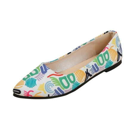 OJSFQUFP Womens Casual Shoes Women s Fashion Breathable Single Shoes Colorful Pattern Shoes Flat Shoes Work Flats Office Shoes Flat Shoes for Women 38