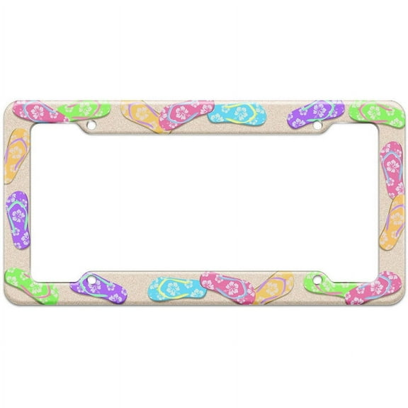 Beach Tropical Flip Flop Pattern License Plate Frame