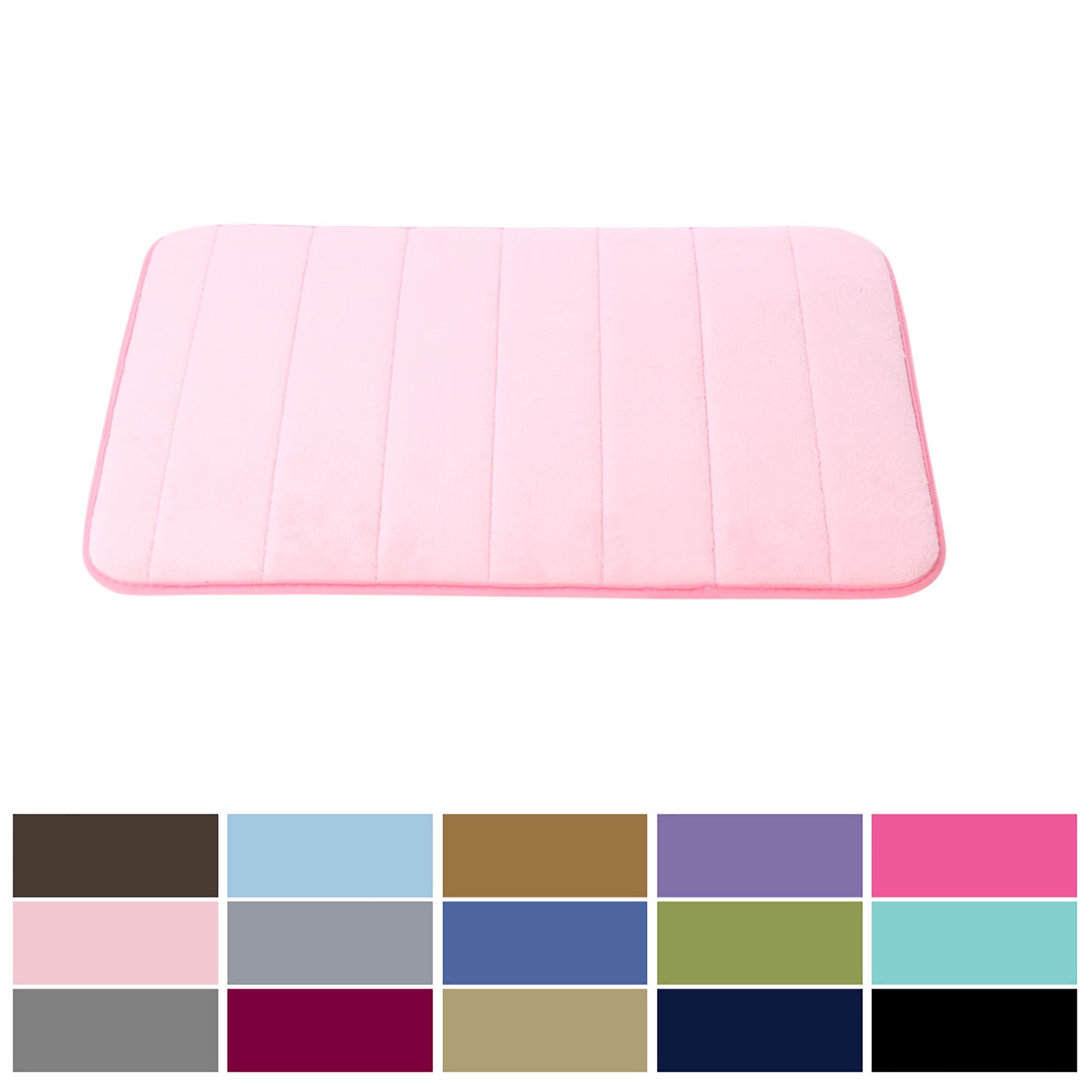 Soft Memory Foam Long Striped Bath Mat Non Slip Indoor Living Room Kitchen Doormat Pink 24" x 16